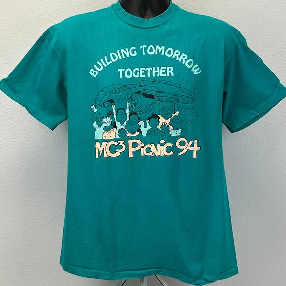 Vintage 90s USMC Marine Corps MC3 T Shirt Military Picnic USA Made Green L Large - Picture 2 of 7